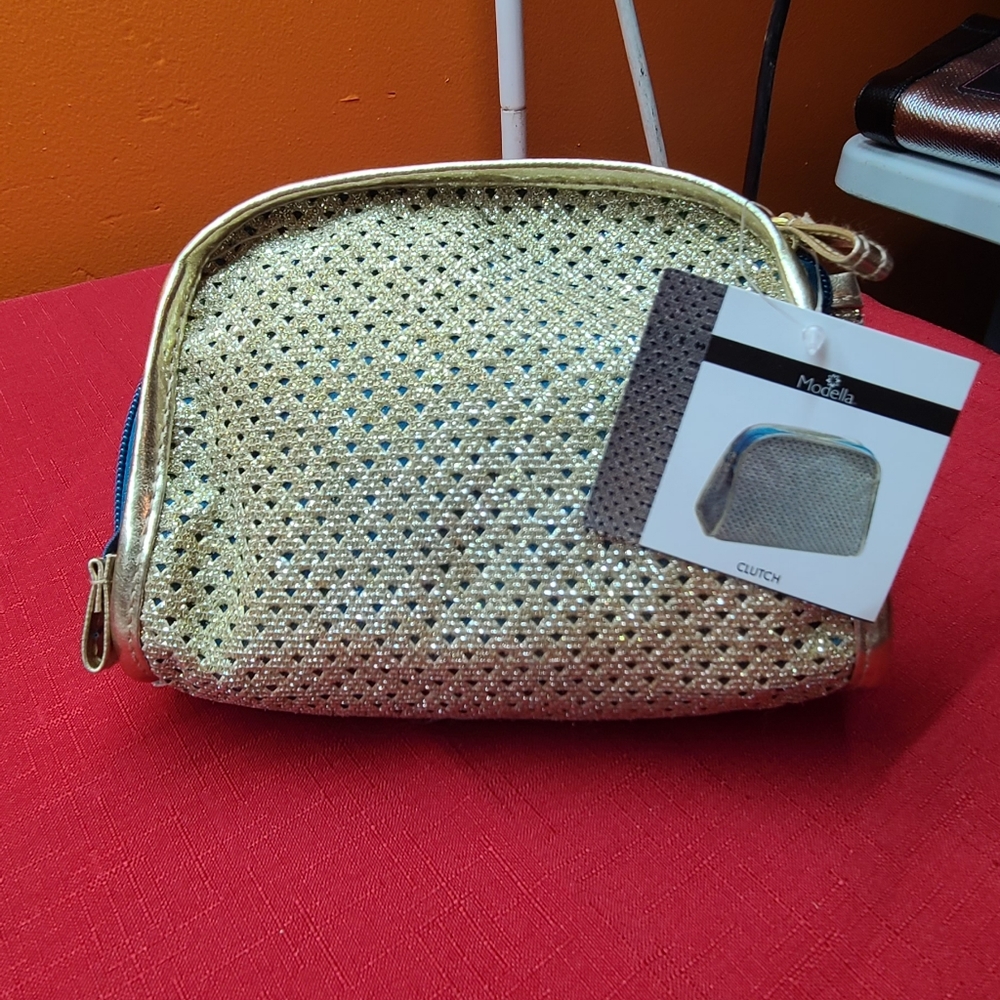 NWT- Modella Clutch- Gold
